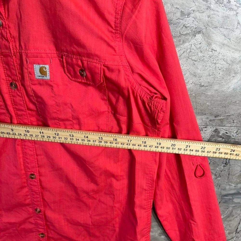 Carhartt Ridgefield Shirt S (4-6) Force Hot Pink Work Roll Tab Vented Collared - Picture 7 of 8
